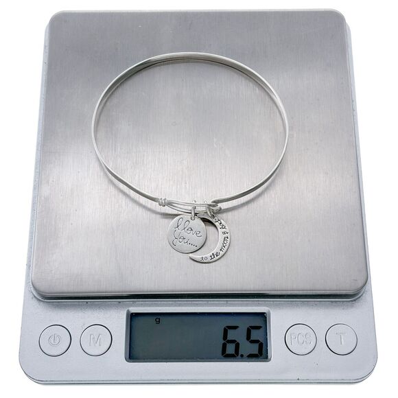 Vintage Sterling Silver 925 "I Love You to the Moon & Back" Charm Bangle 7" - Picture 6 of 6